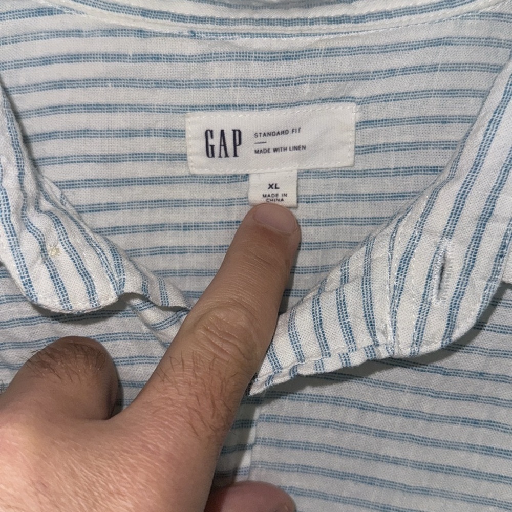 GAP Blue and White striped Linen shirt - Picture 2 of 3